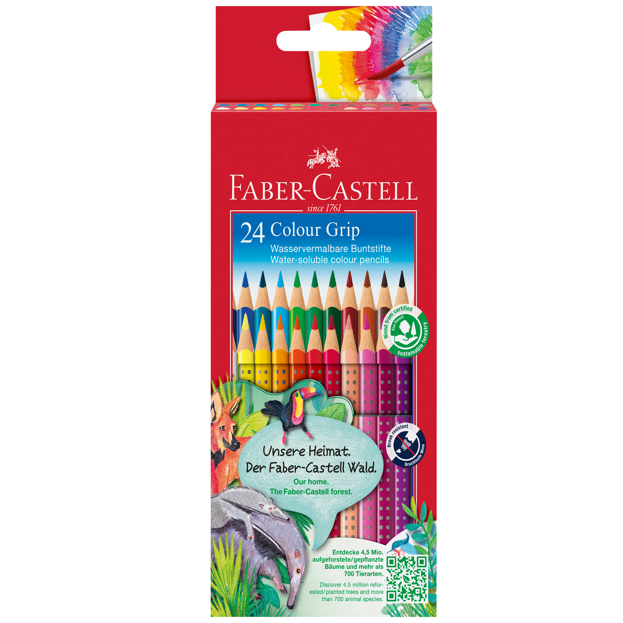 Matite colorate Color Grip - acquerellabili - Faber-Castell - scatola 24 pezzi