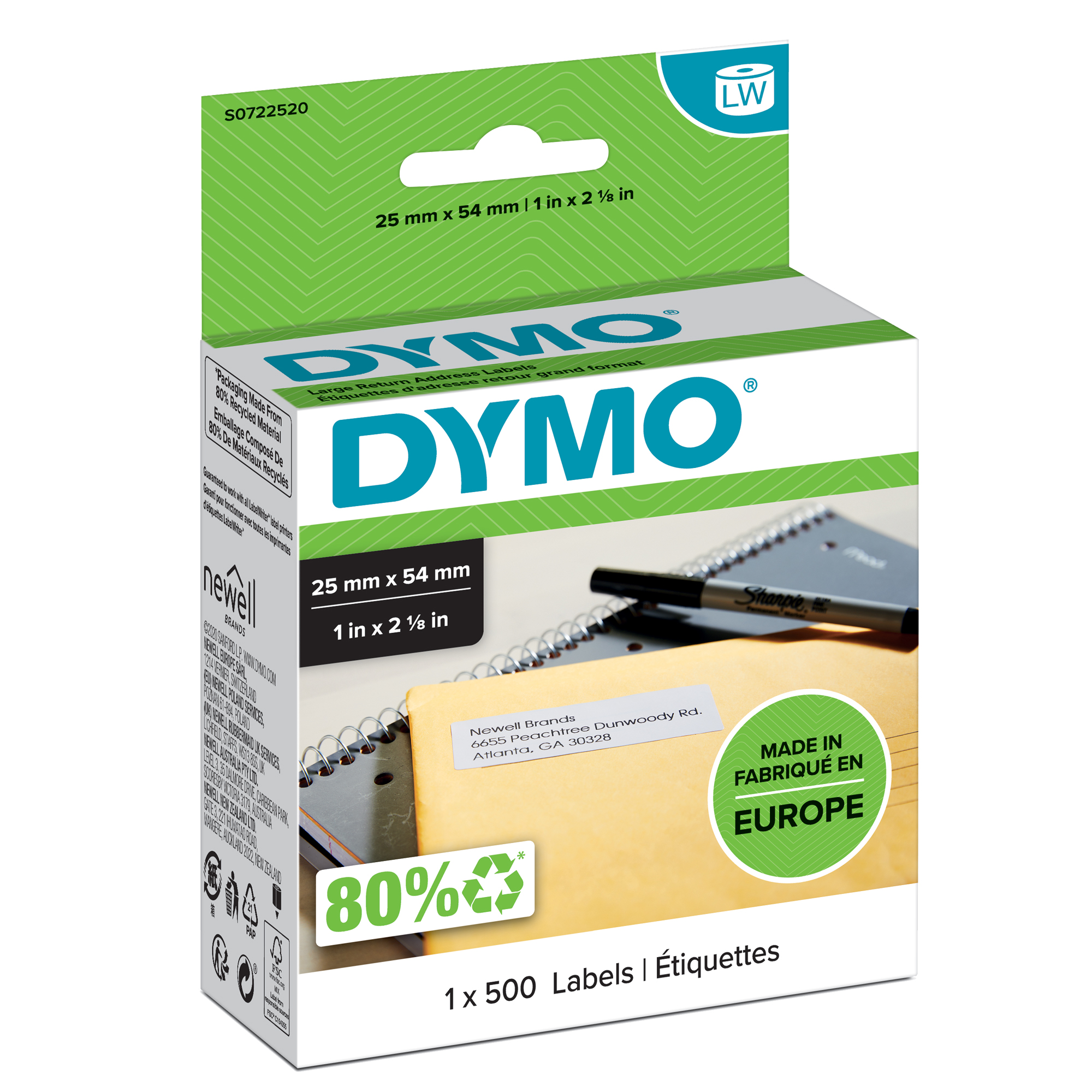 Rotolo 500 etichette LW 113520 - 25 x 54 mm - carta - indirizzi - bianco - Dymo