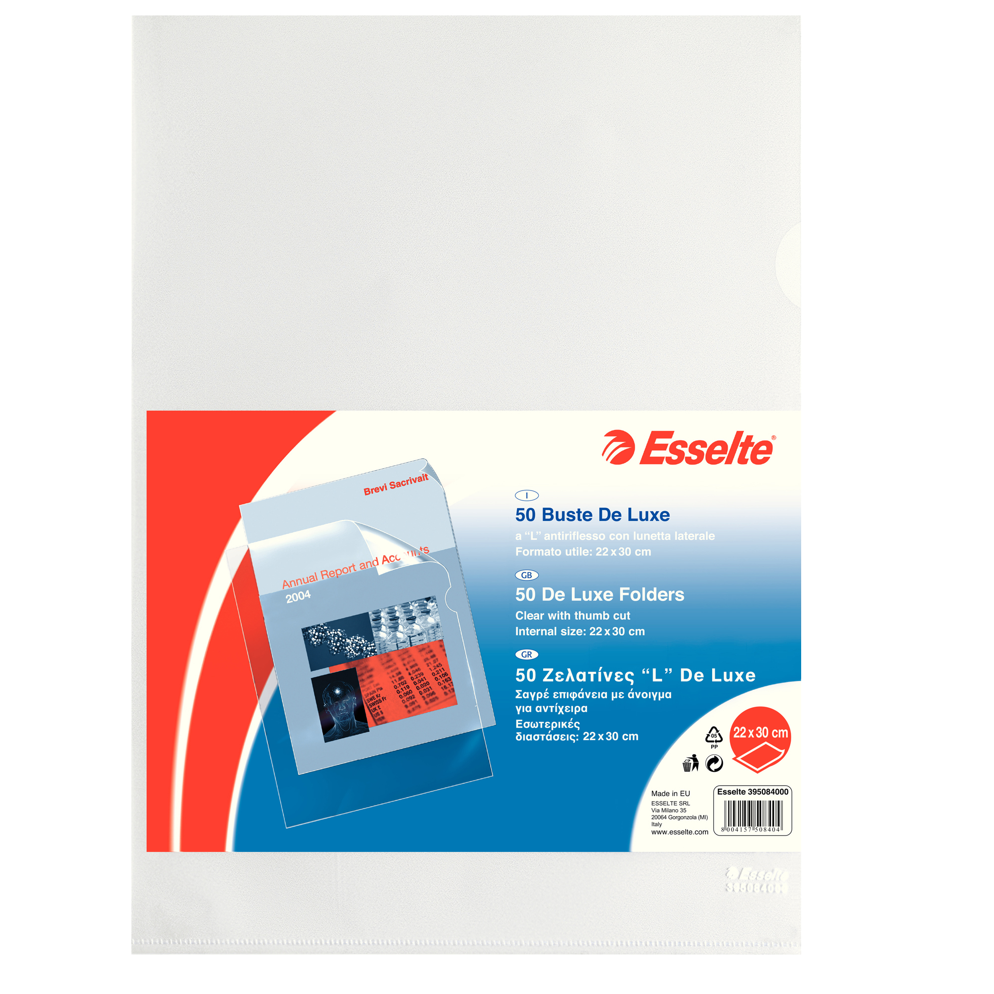 Cartellina a L De Luxe - A4 - PP - buccia medio - Esselte - conf. 50 pezzi