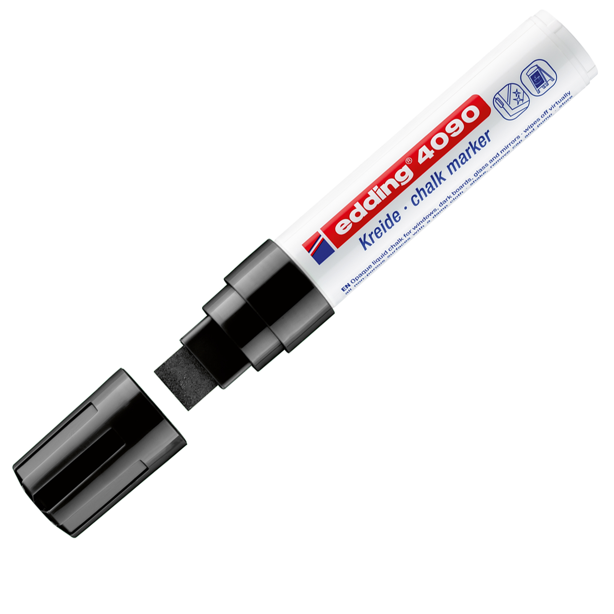 Marcatore a gesso liquido 4090 - punta scalpello - da 4 a 15mm - nero - Edding