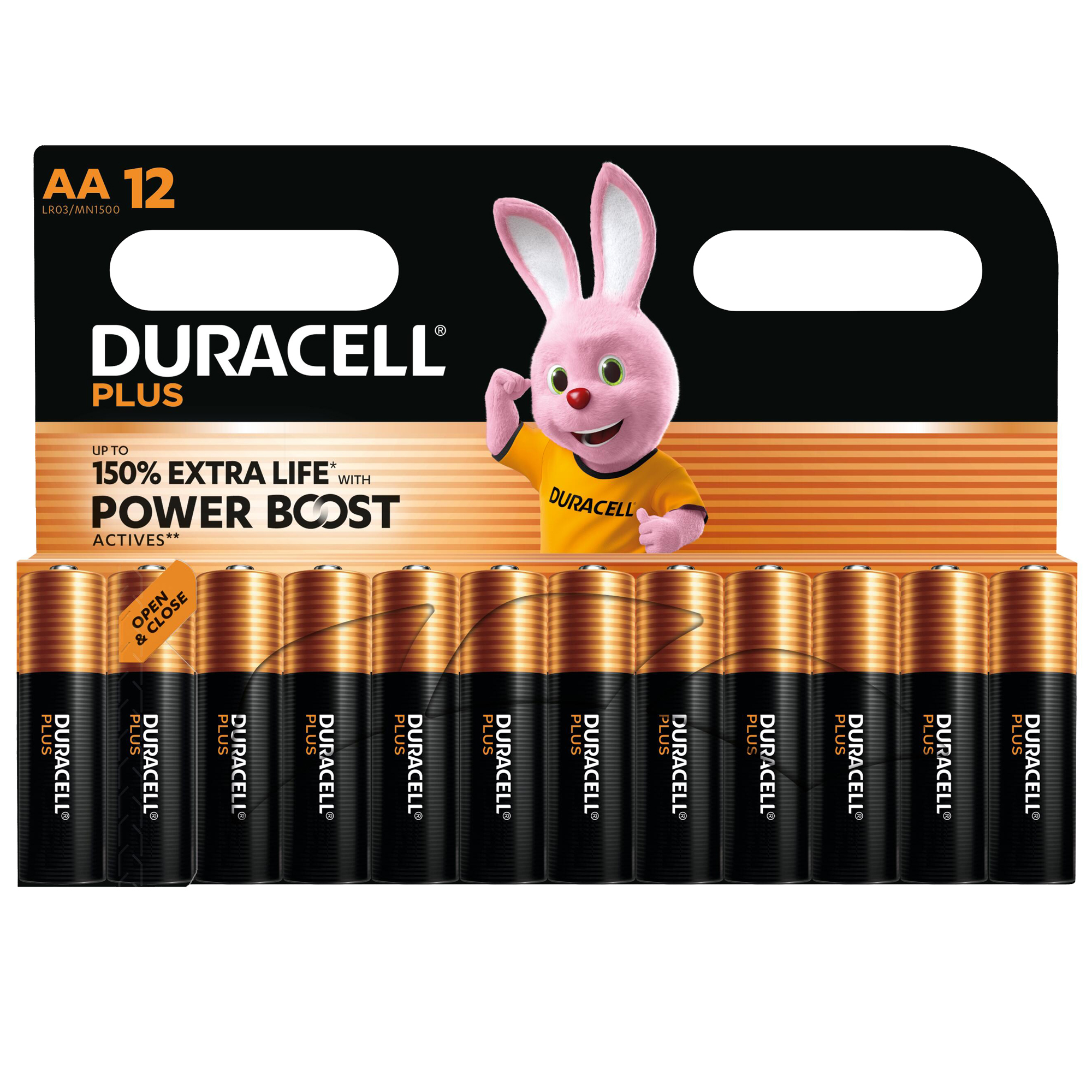 Pila stilo AA - 1,5V - Plus Powerboost - MN1500 - Duracell - blister 12 pezzi