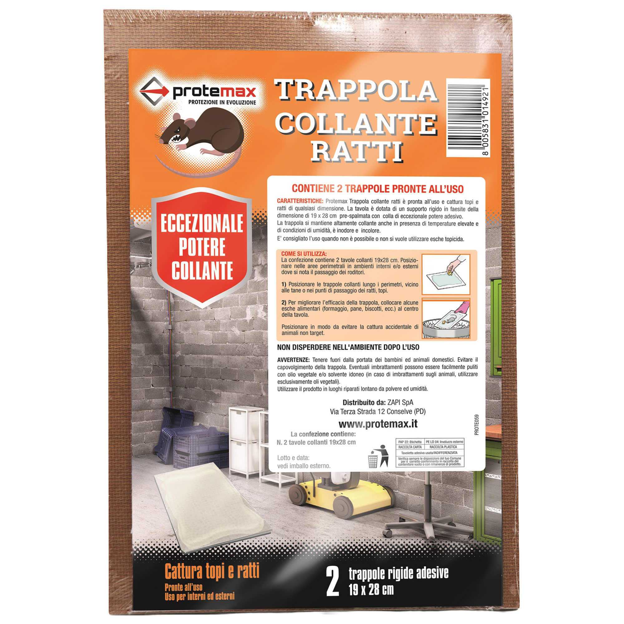Tavole collanti per ratti - Protemax - blister 2 pezzi