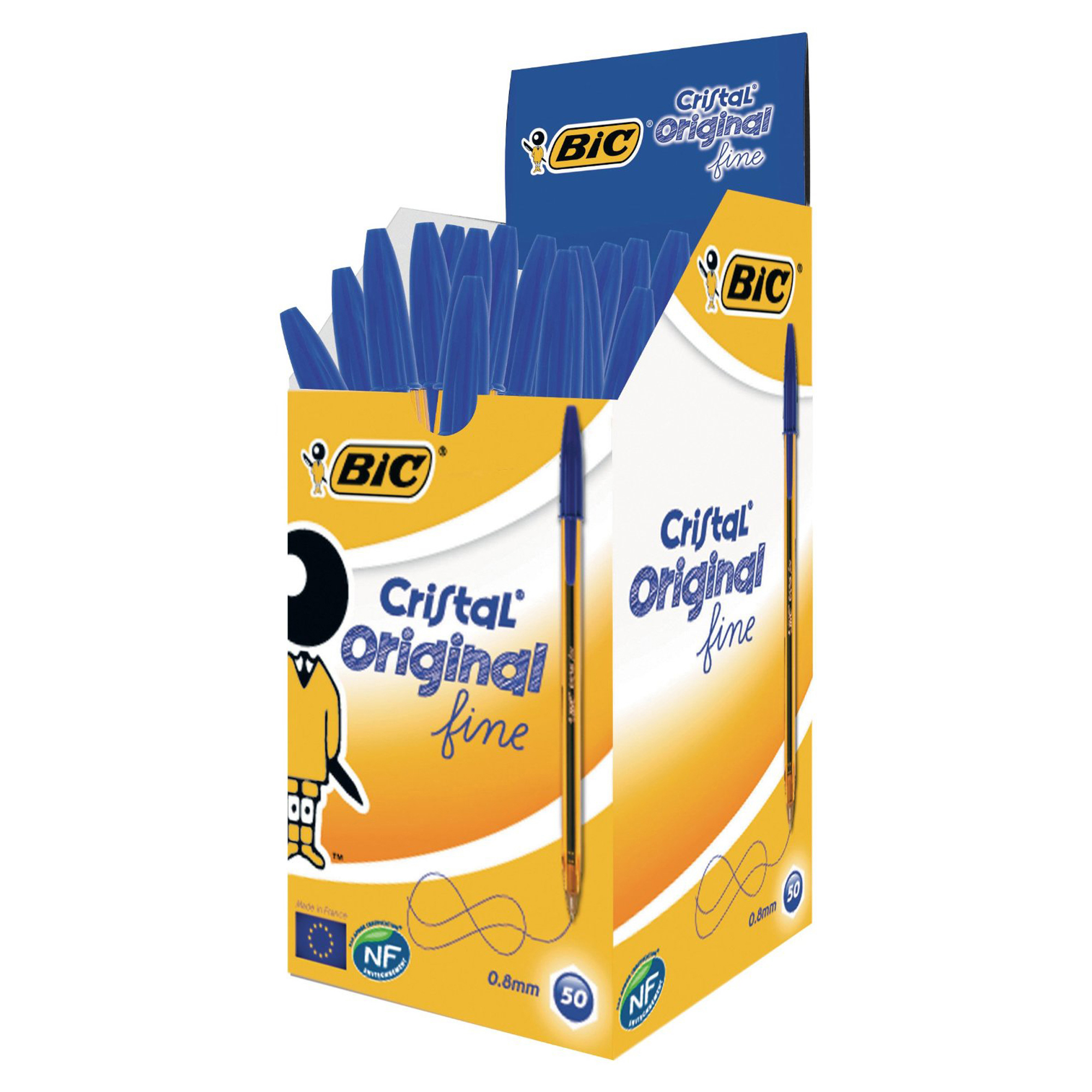 Penna sfera Cristal - punta fine 0,8 mm - blu - Bic - conf. 50 pezzi