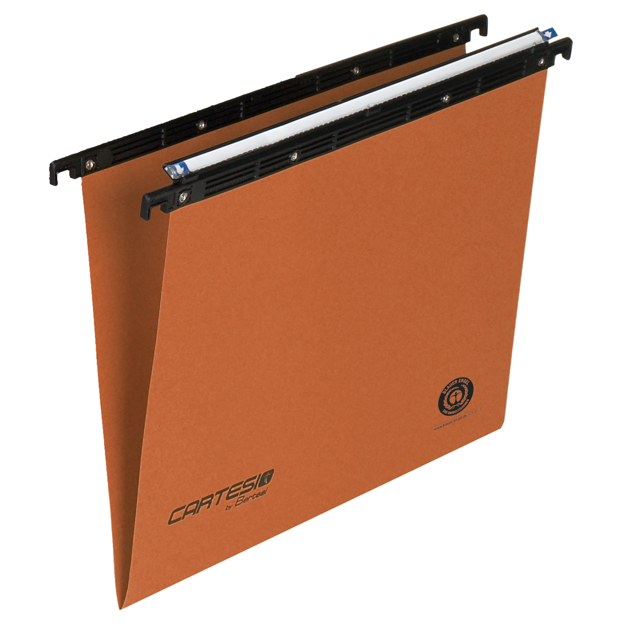 Cartella sospesa Cartesio - cassetto - interasse 39 cm - fondo V - 37 x 25 cm - arancio - Bertesi