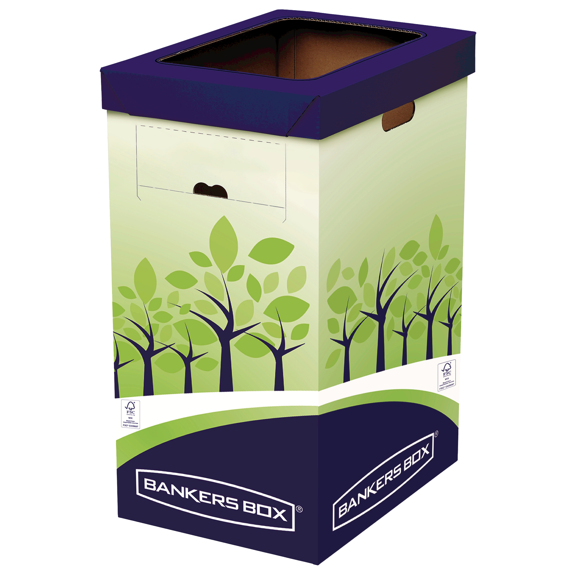 Cestino riciclo - 31,5 x 60,8 x 42,7 cm - verde/blu - Fellowes