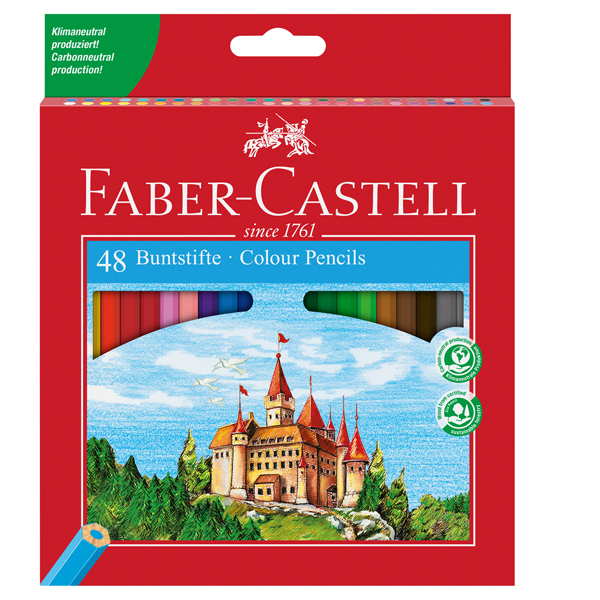 Matita colorata eco Il Castello - diametro mina 3,00 mm - colori assortiti - Faber-Castell - astuccio 48 pezzi