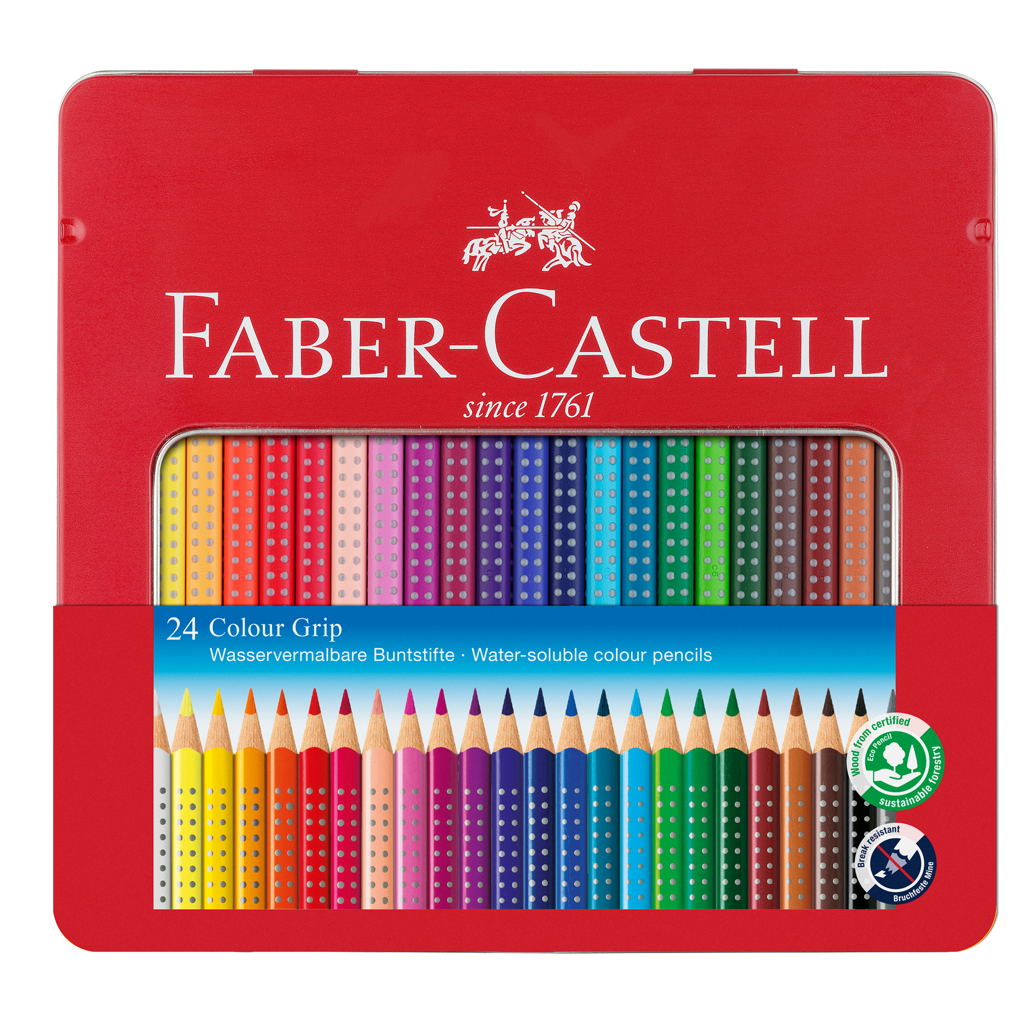 Matite colorate Colour Grip - acquerellabili - Faber-Castell - astuccio in metallo 24 pezzi