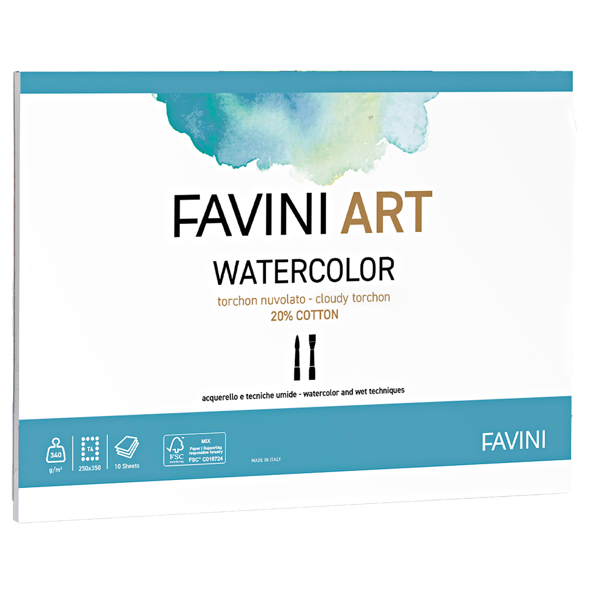 Album Acquerello - 25 x 35 cm - 340 gr - 10 fogli - Favini