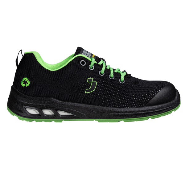 Calzatura bassa da lavoro Ecofitz S1P LOW - numero 38 - maglia riciclata - nero/verde - Safety Jogger