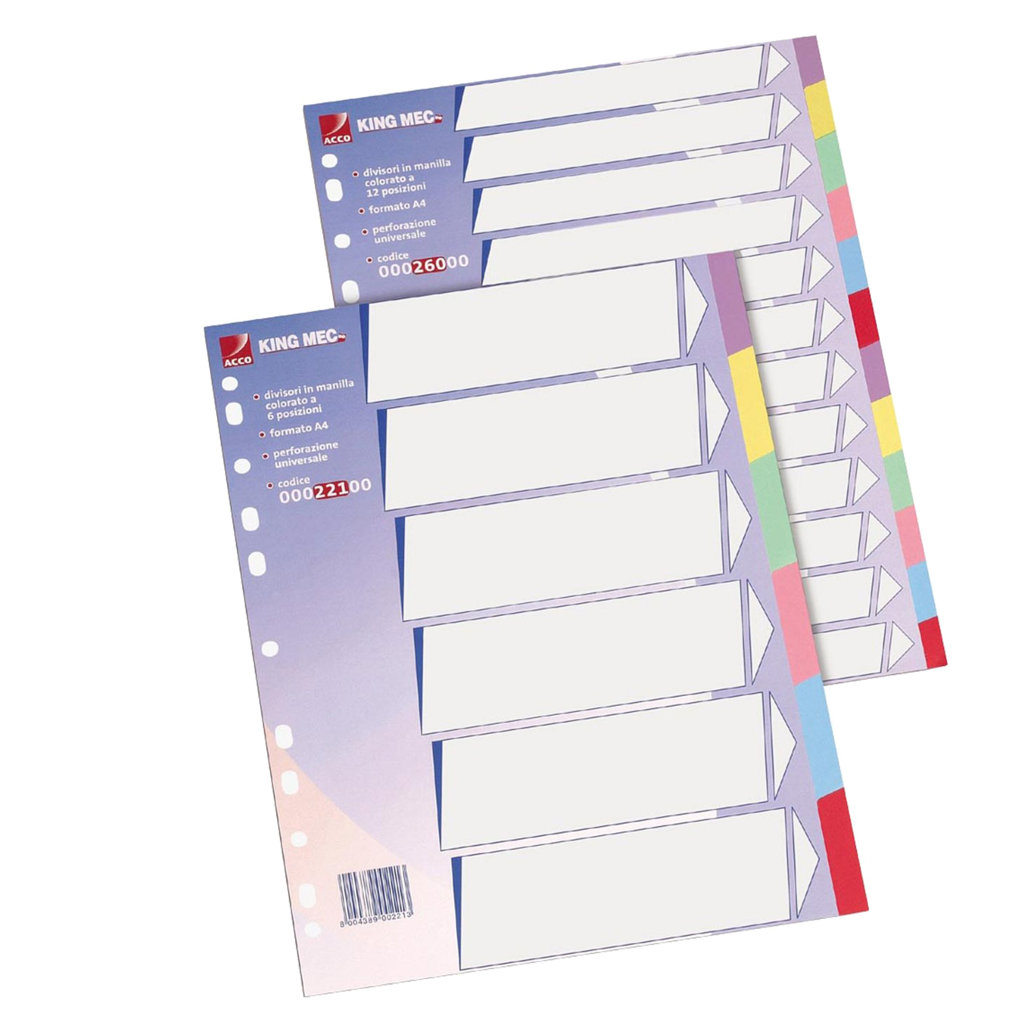 Separatore - cartoncino 225 gr - 12 tasti colorati - A4 - multicolore - Esselte