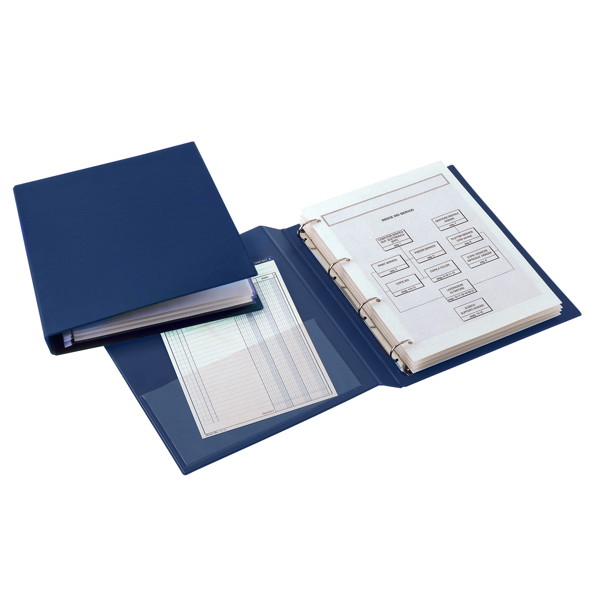 Raccoglitore Sanremo 2000 - 22 x 30 cm - 4 anelli a D 30 mm - dorso 4 cm - blu - Sei Rota