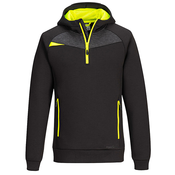Felpa DX467 a mezza zip - con cappuccio - taglia XL - nero - Portwest