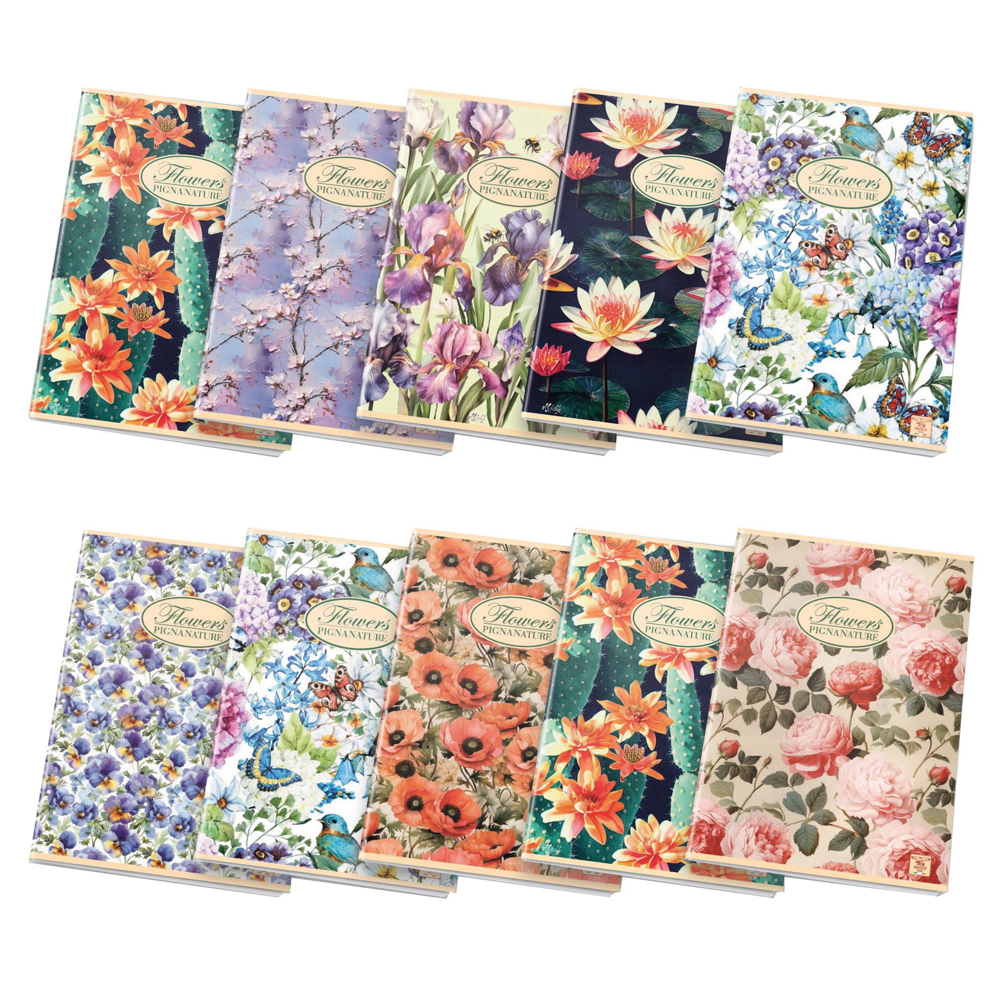 Quaderno Nature Flowers - A5 - 5 mm - 42 fogli - 80 gr - Pigna