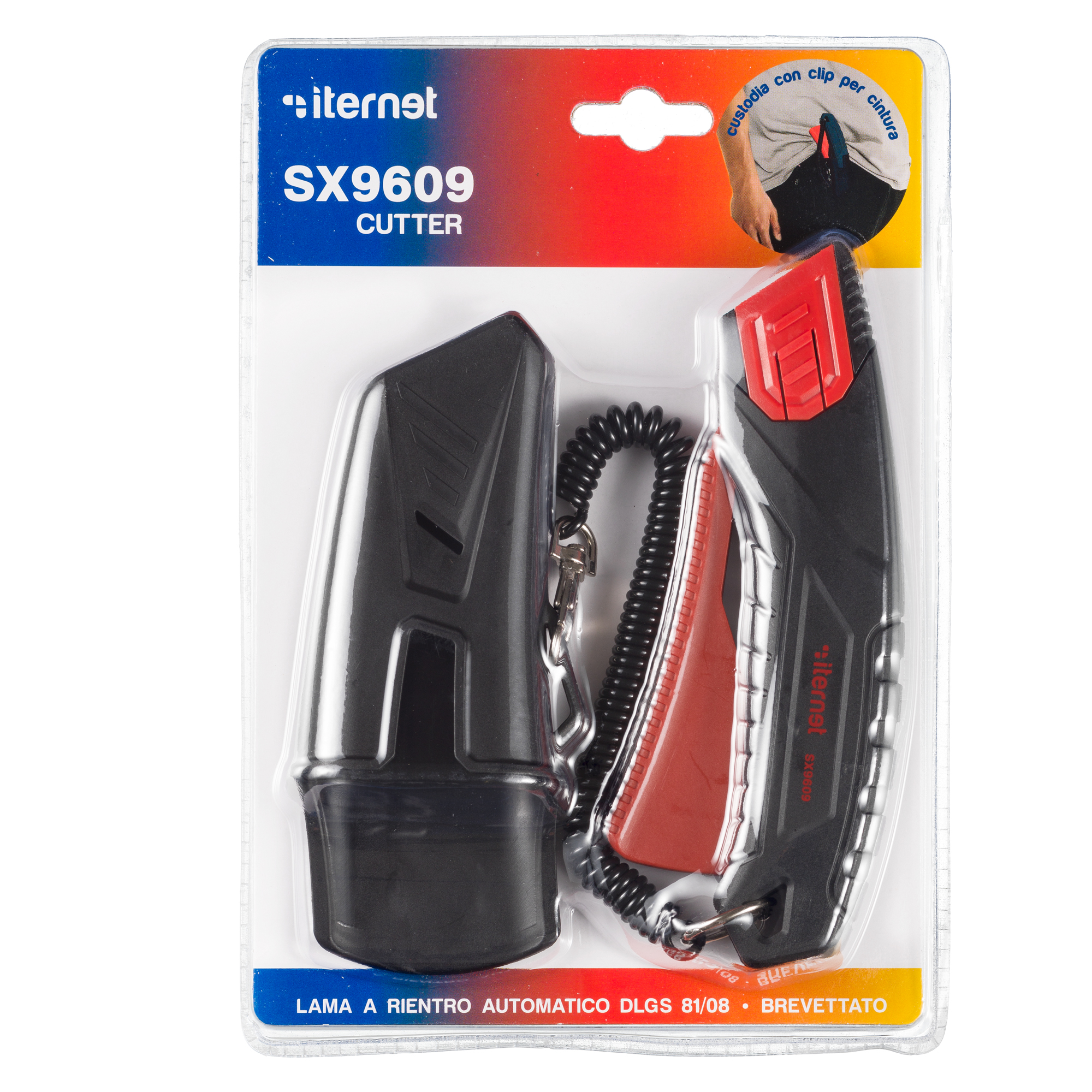 Cutter Super Safety SX 9609 - con custodia - lama a rientro automatico - Iternet