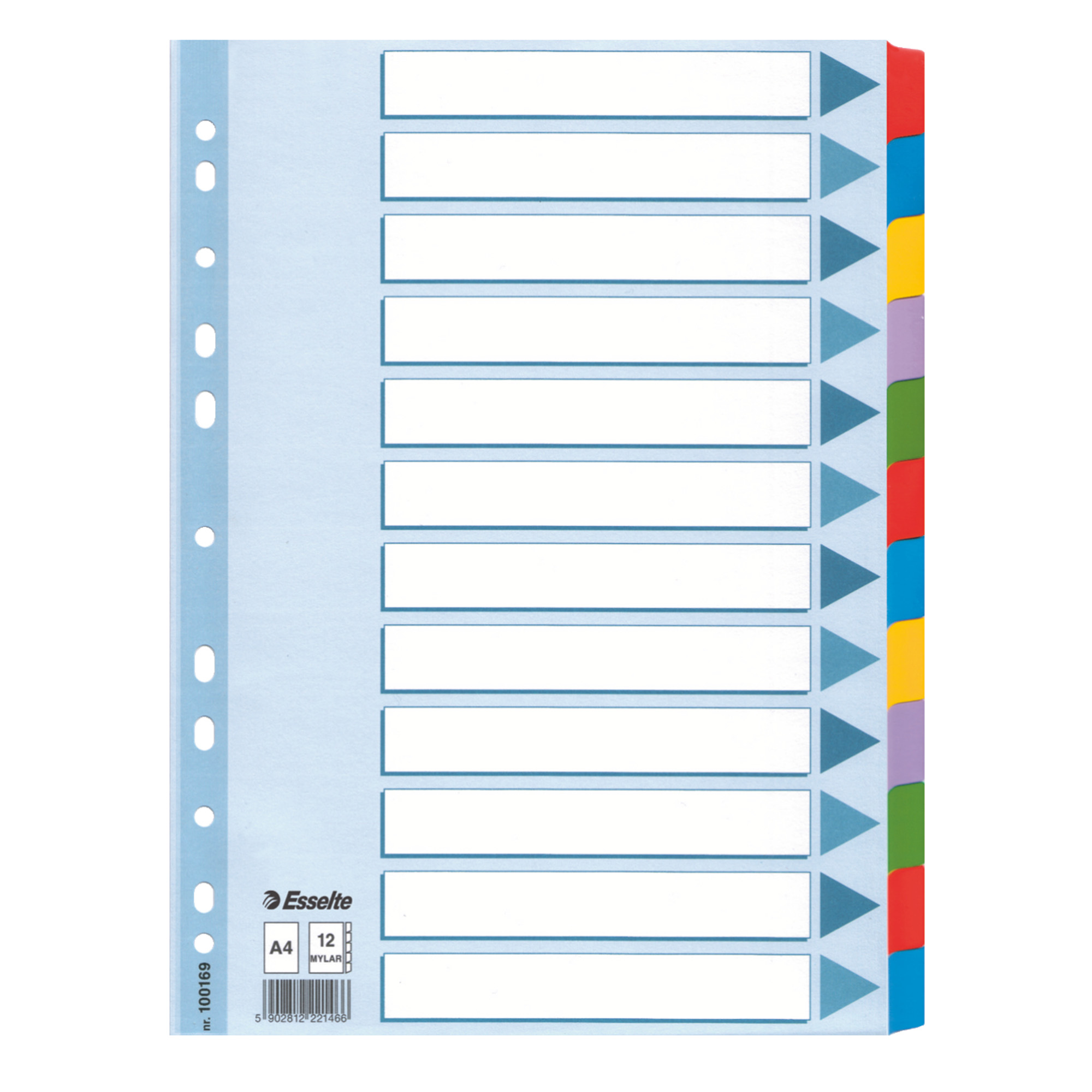 Intercalare Mylar -12 tasti colorati - A4 - Esselte