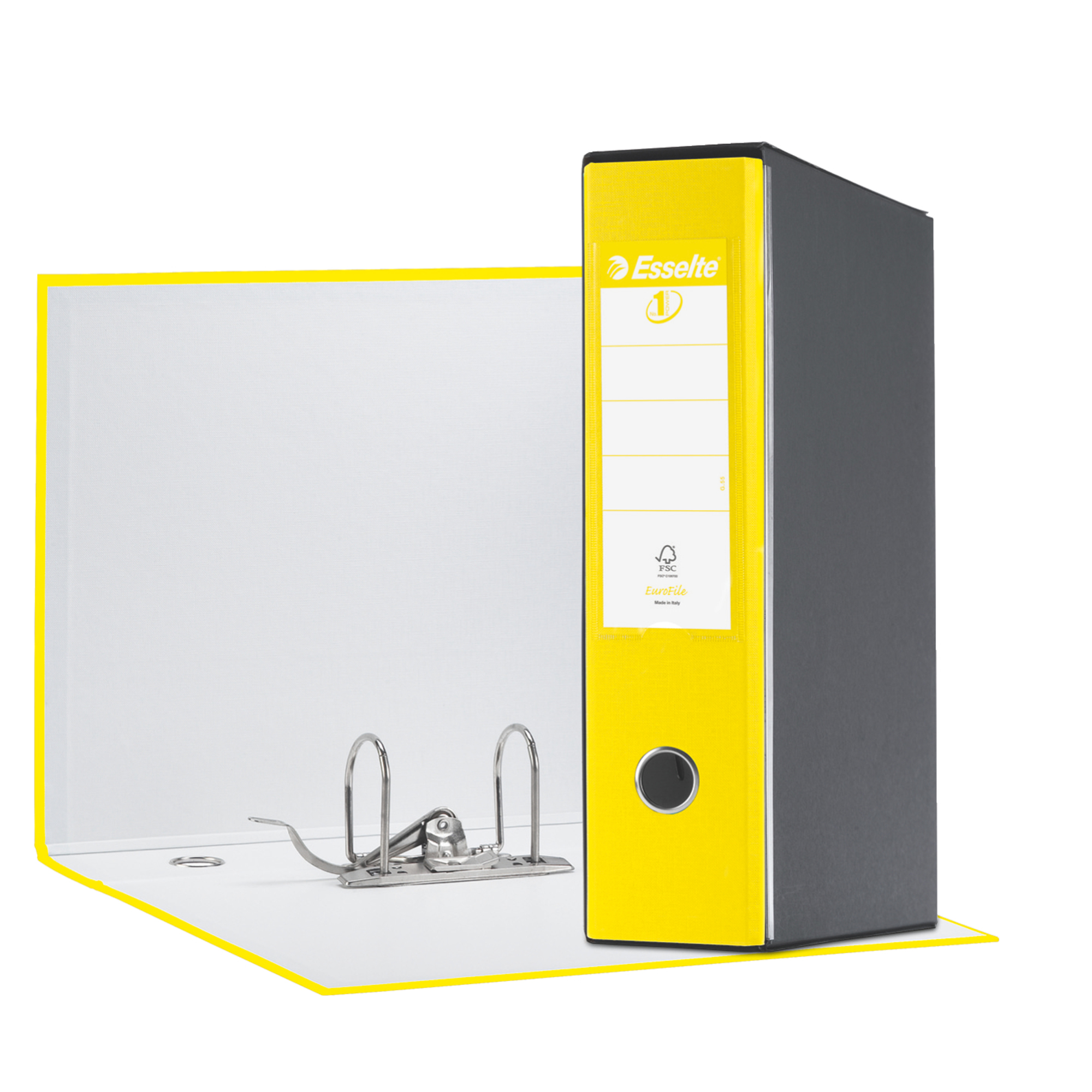 Registratore Eurofile G55 - dorso 8 cm - protocollo 23 x 33 cm - giallo vivida - Esselte