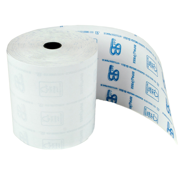 Rotolo registratore cassa - 57,5 mm x 60 m - 55 gr - diametro esterno 68 mm - anima 12 mm - carta termica BPA free - Sabacart - blister 10 pezzi