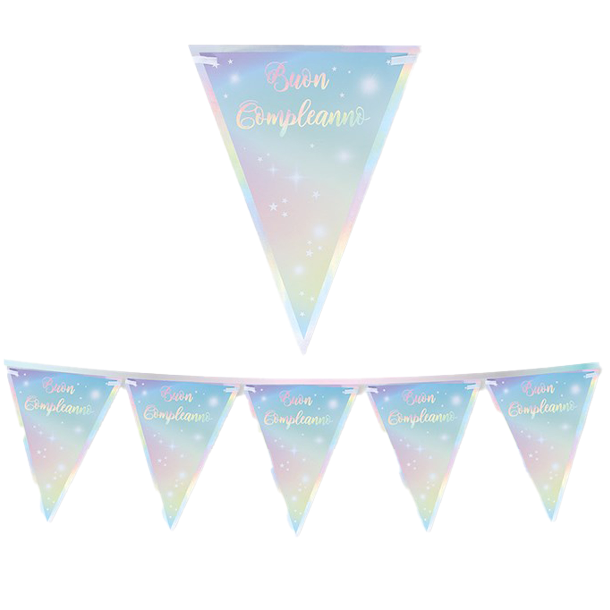 Festone bandiere Soft Rainbow - Buon Compleanno - 3 metri - Big Party