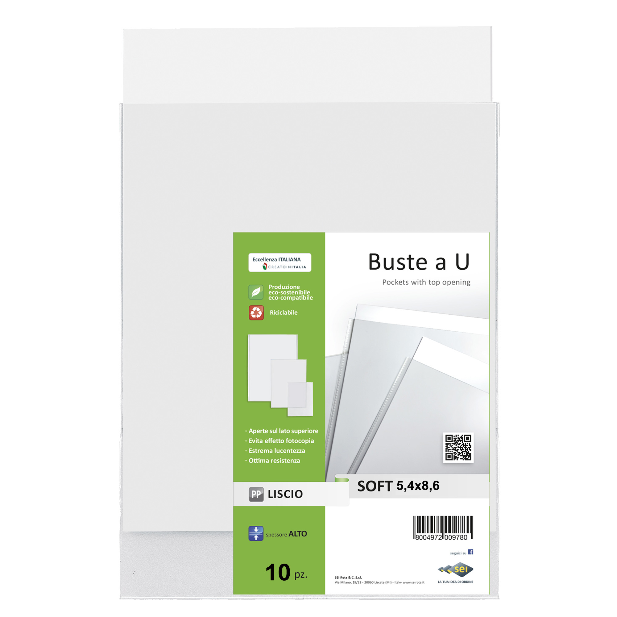 Buste a sacco Soft - PPL - 5,4 x 8,6 cm - liscio - trasparente - Sei Rota - conf. 10 pezzi