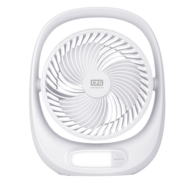 Ventilatore da tavolo Kimono - ricaricabile - con luce LED - 24,8 x 8 x 30,5 cm - bianco - CFG