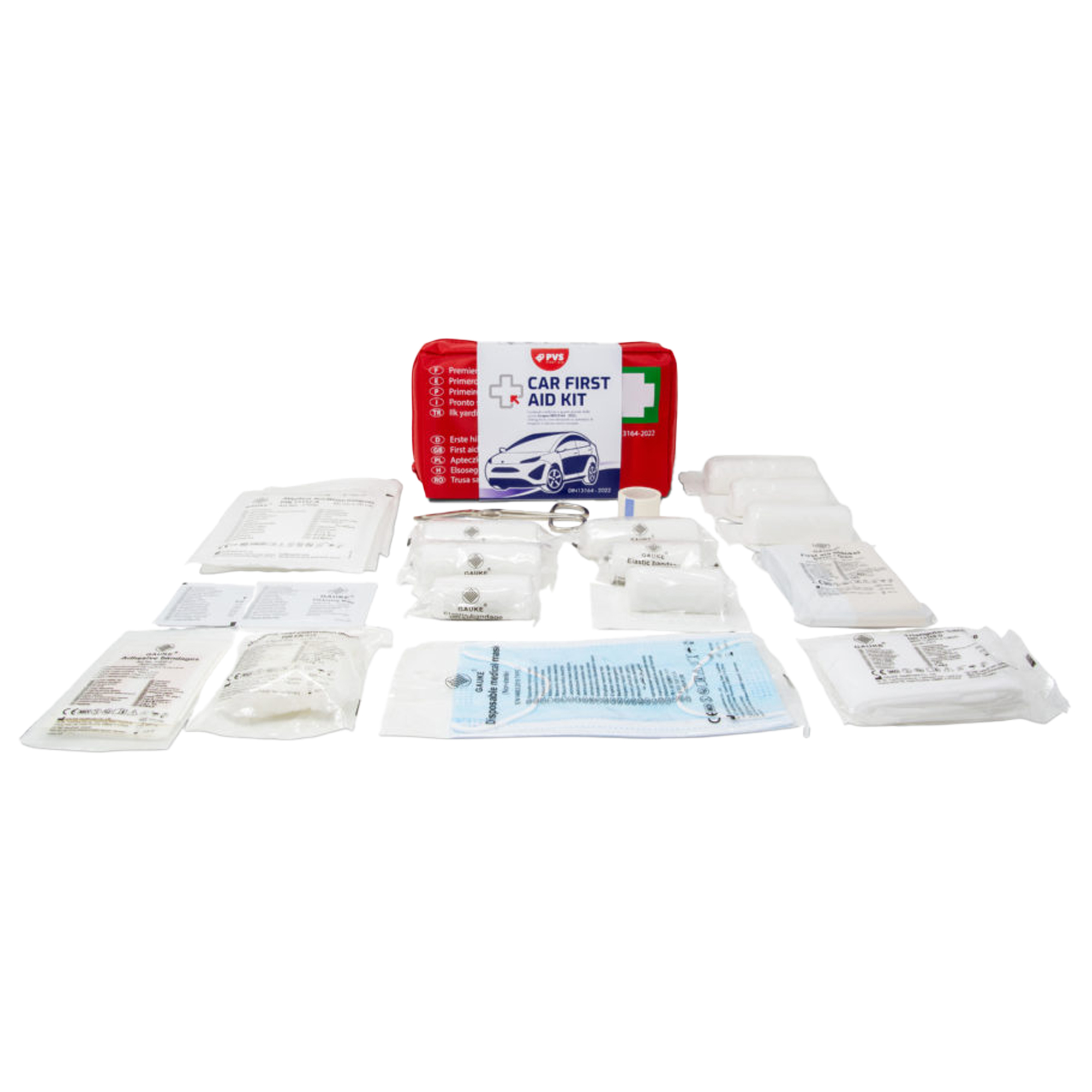 Astuccio di pronto soccorso per auto Soft Bag DIN 13164 2022 - 21,5 x 15 x 8,5 cm - rosso - PVS