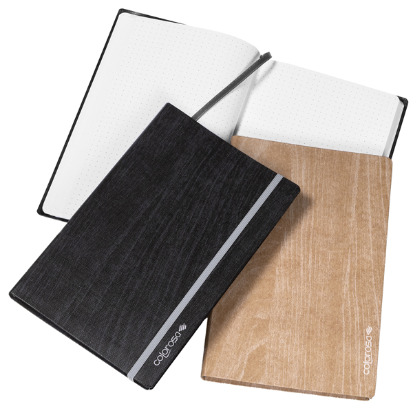 Taccuino Colorosa Wood - copertina morbido con elastico - 13,5 x 21,5 cm - colori assortiti - Colorosa