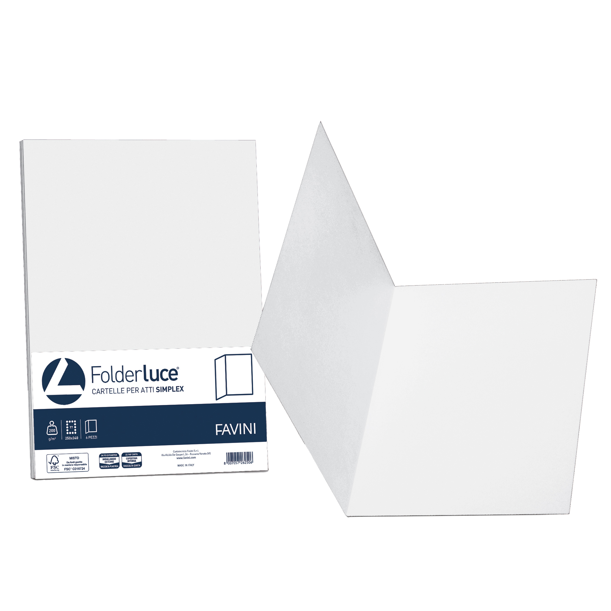 Cartellina semplice Acqua - 200 gr - A4 - bianco - cartoncino bristol - Favini - conf. 50 pezzi